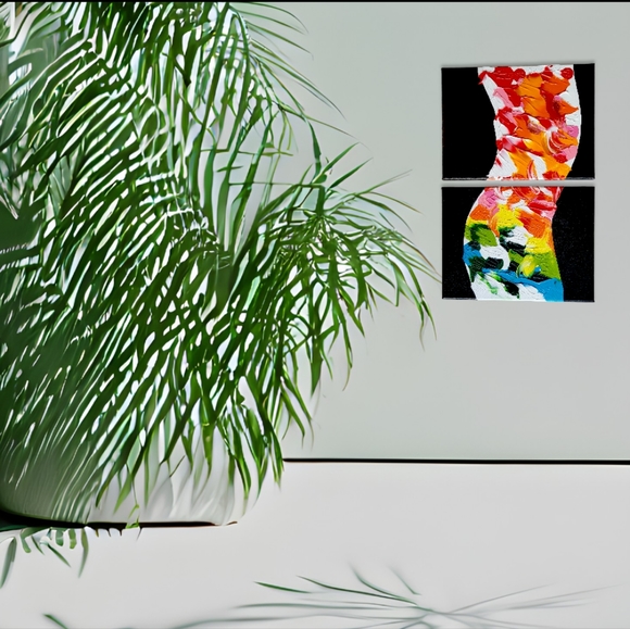 Original Diptych Abstract Acrylic Painting on Canvas, 9x12 - Picture 16 of 16